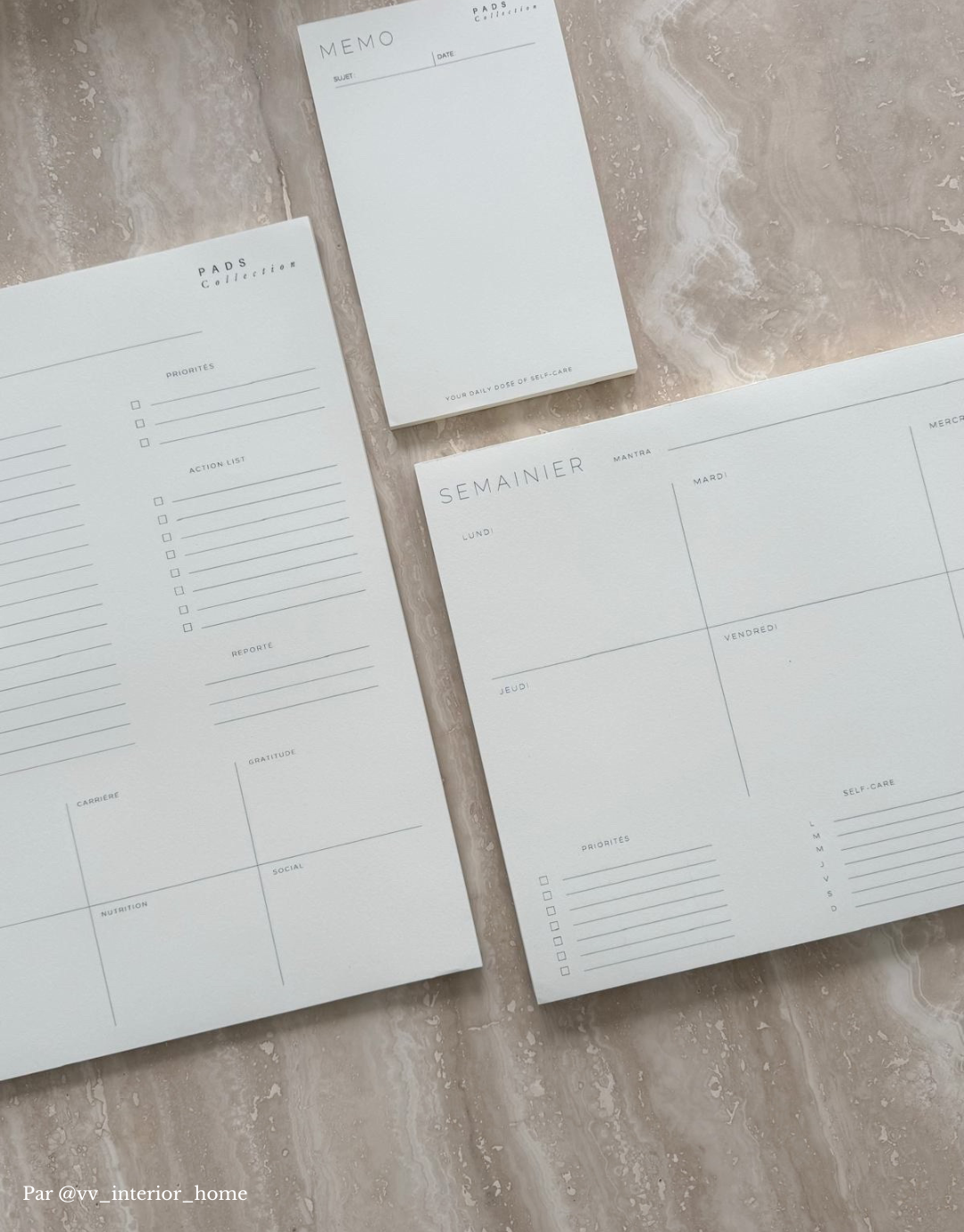 pads semainier, journalier et memo Unile