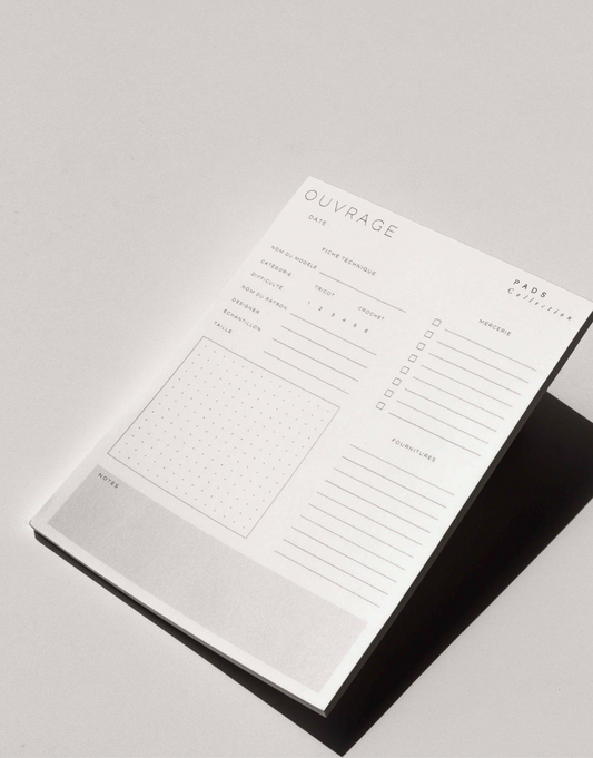 Fiches d'ouvrage couture pour projets créatifs : couture, tricot, laine, mercerie, fiche technique et patron.