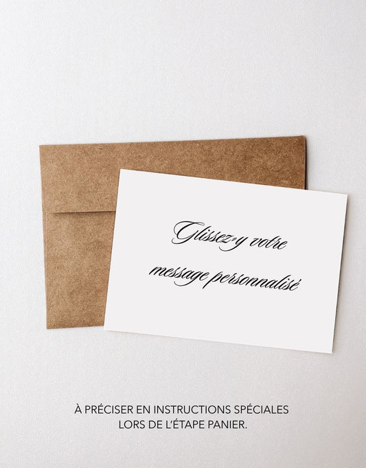 Message personnalisé pour la fête des Mères à glisser dans les commandes de coffret cadeau.