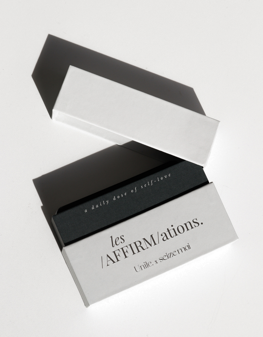 Boîte de 52 cartes d'affirmations positives de soi Unile x Seize-Mai.