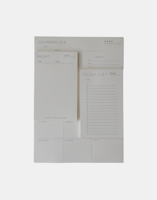 trio pads journalier, memo et to-do list Unile