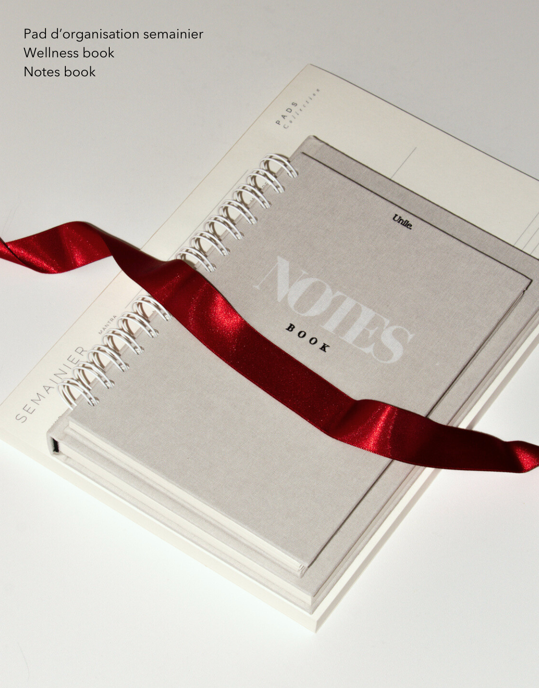 Coffret wellness en promotion avec le wellness book, le notebook et le pad semainier Unile.