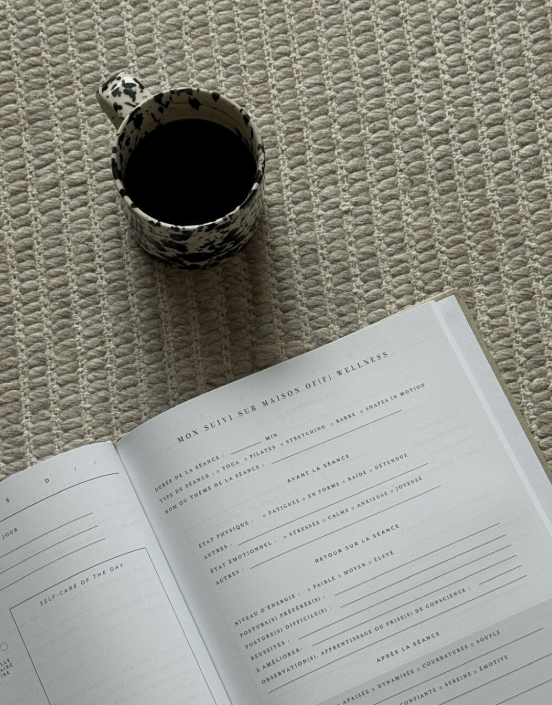 Page de journaling du book Unile pour Maison Of(f) Wellness.