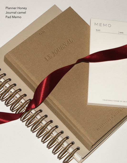 Coffret daily routine en promotion avec le planner, le journal et le pad memo Unile.