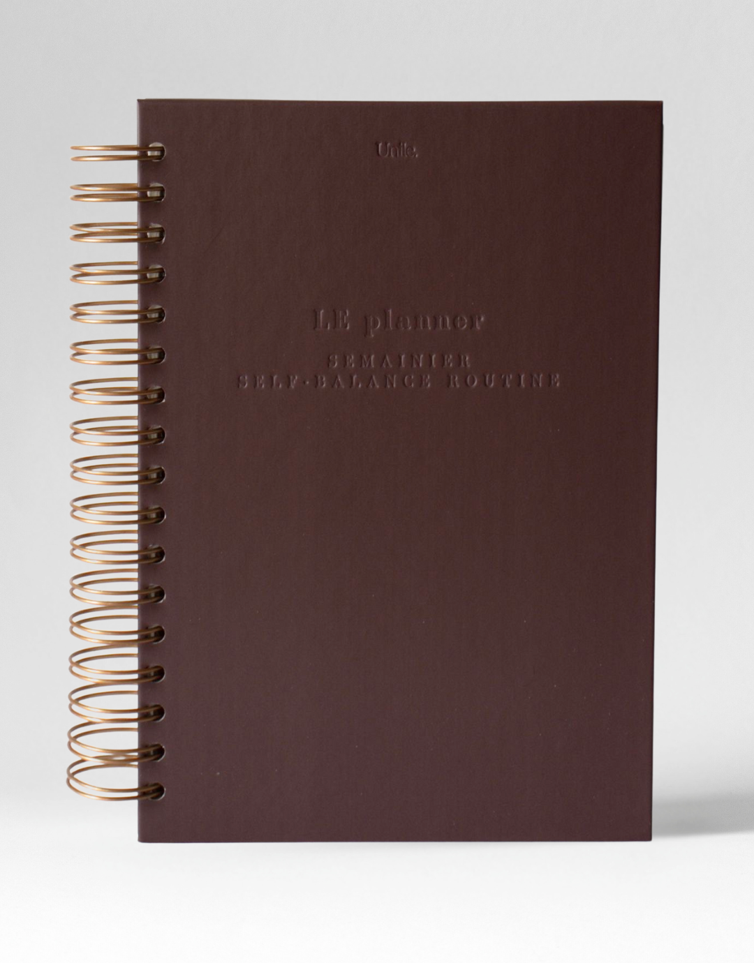 Planner spirales gold, agenda semainier couleur cocoa Unile.